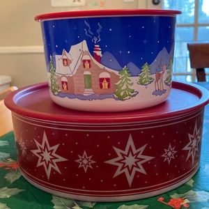 2 Tupperware Christmas containers